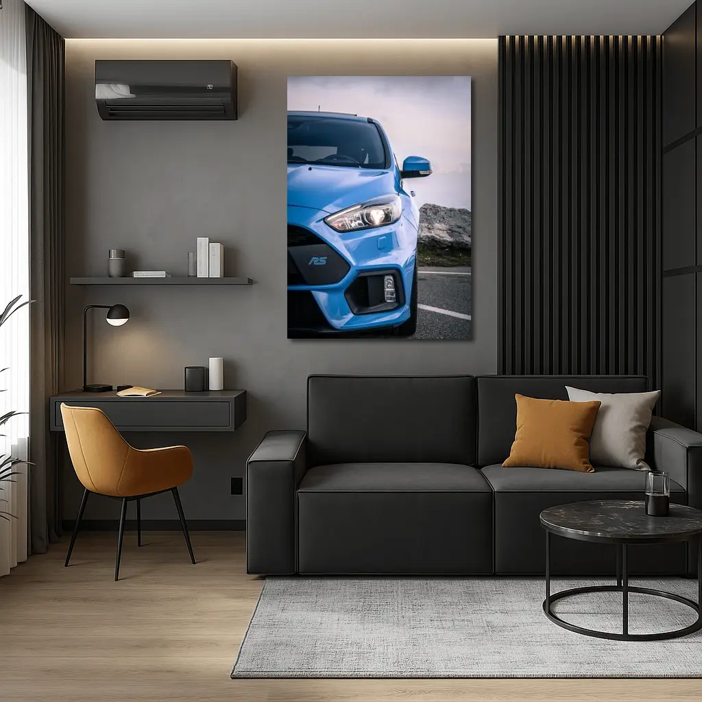 Ford Focus RS Blue Front Close Up – Wall Art