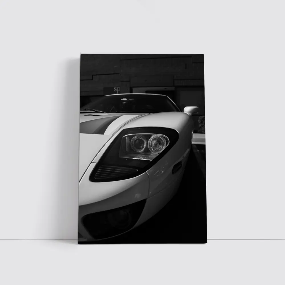 Ford GT White Supercar Black White Photo – Wall Art