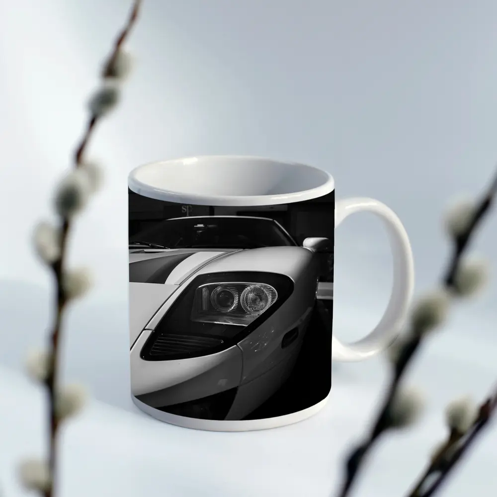 Ford GT White Supercar Black White Photo – Mugs