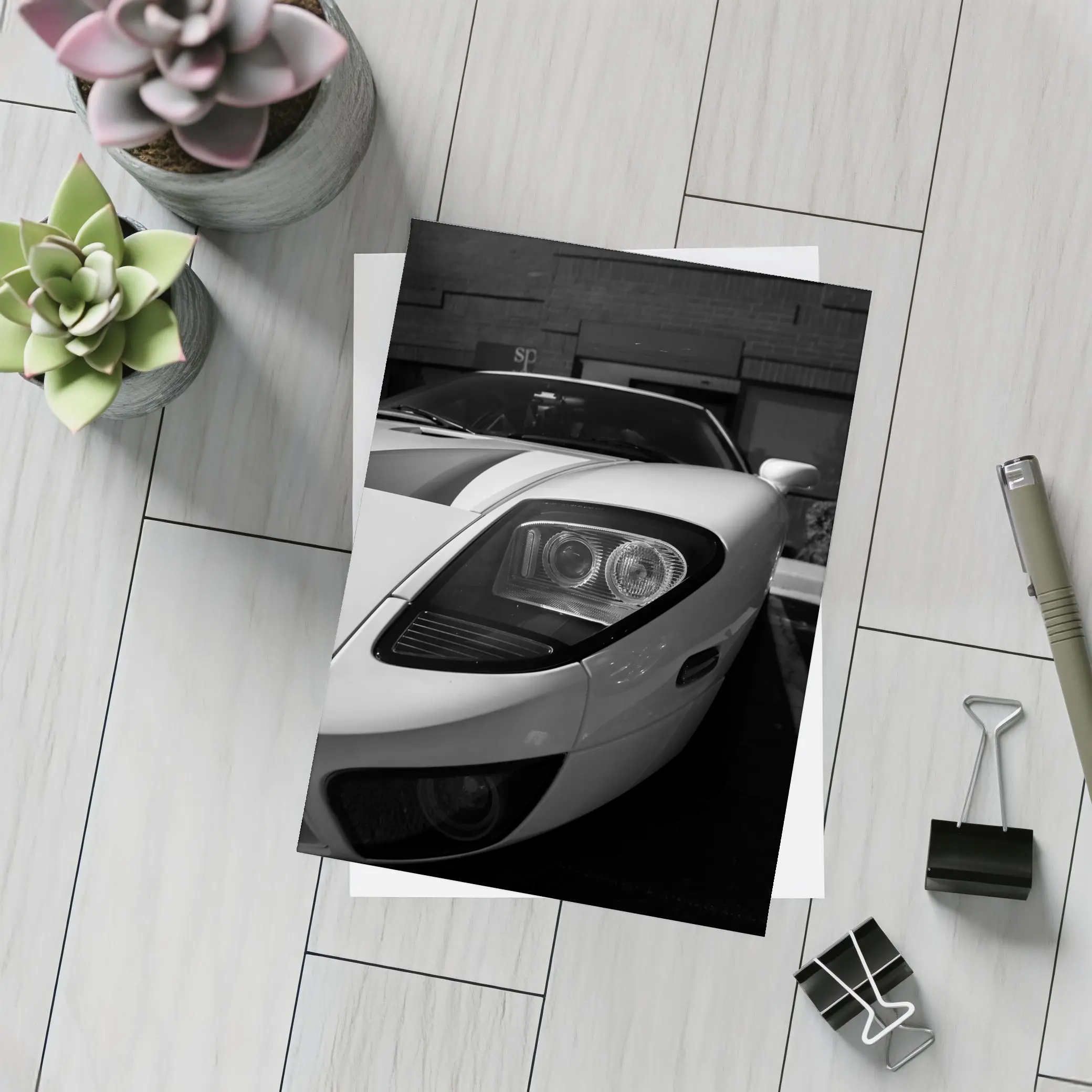Ford GT White Supercar Black White Photo – Postcards