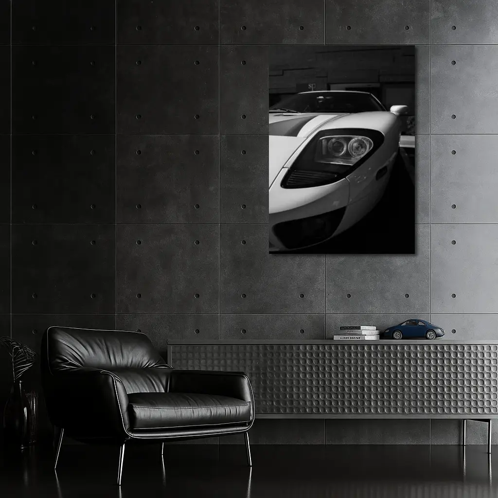 Ford GT White Supercar Black White Photo – Wall Art