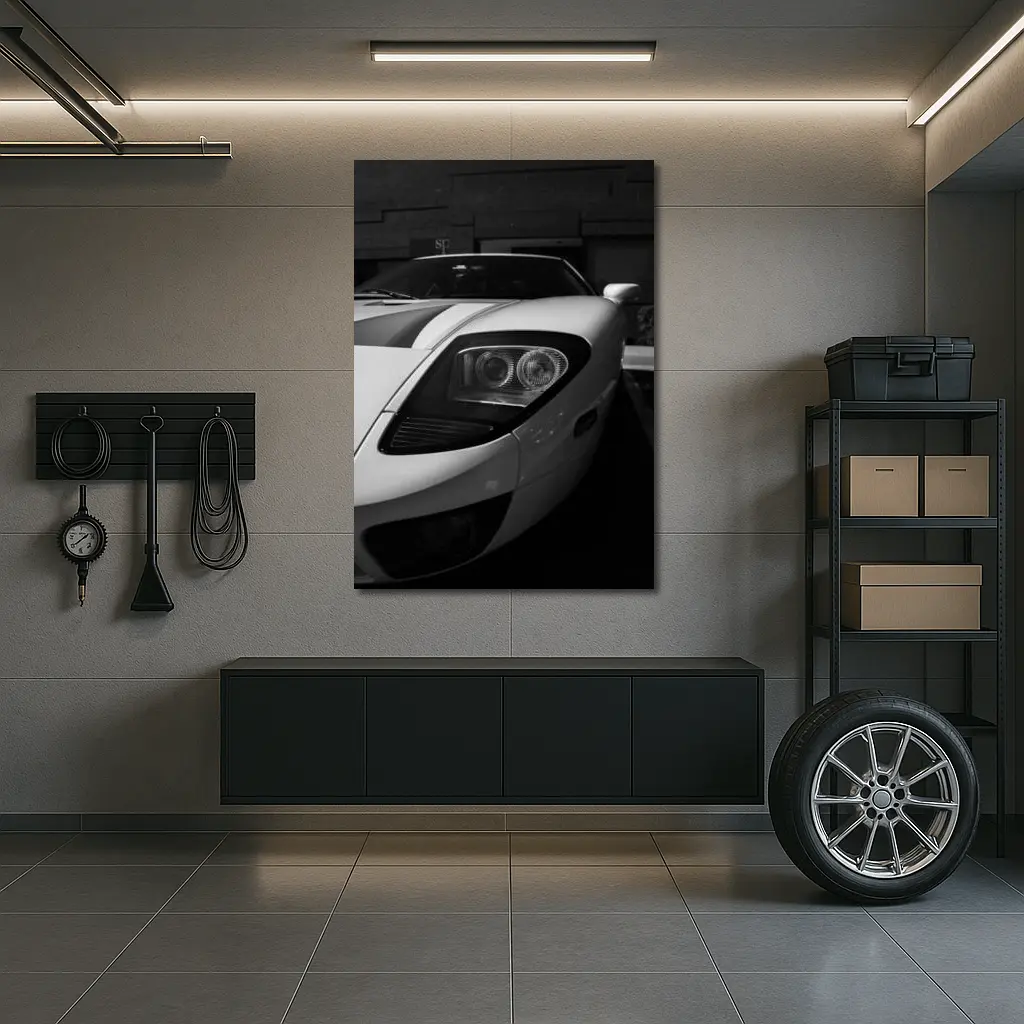 Ford GT White Supercar Black White Photo – Wall Art