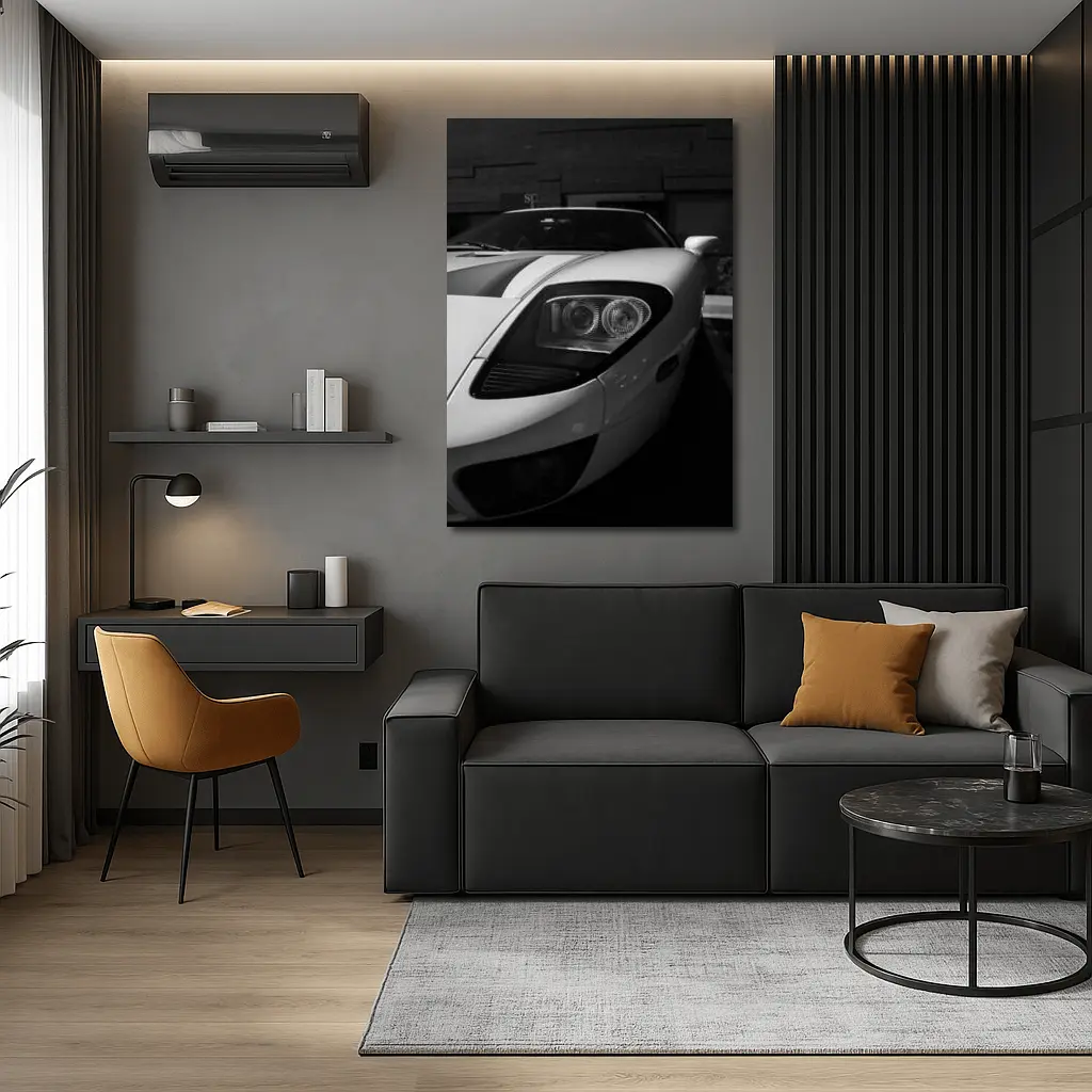 Ford GT White Supercar Black White Photo – Wall Art