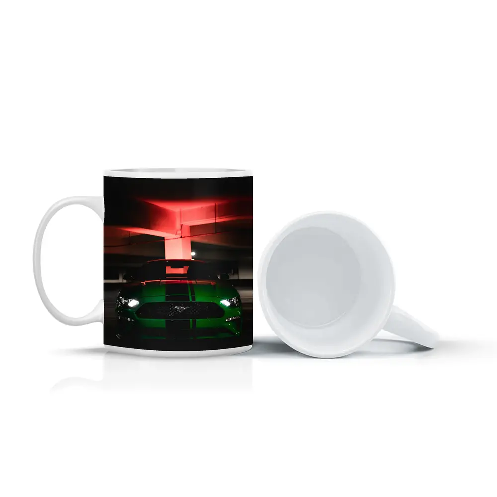 Ford Mustang Green Muscle Car Dark Garage – Mugs