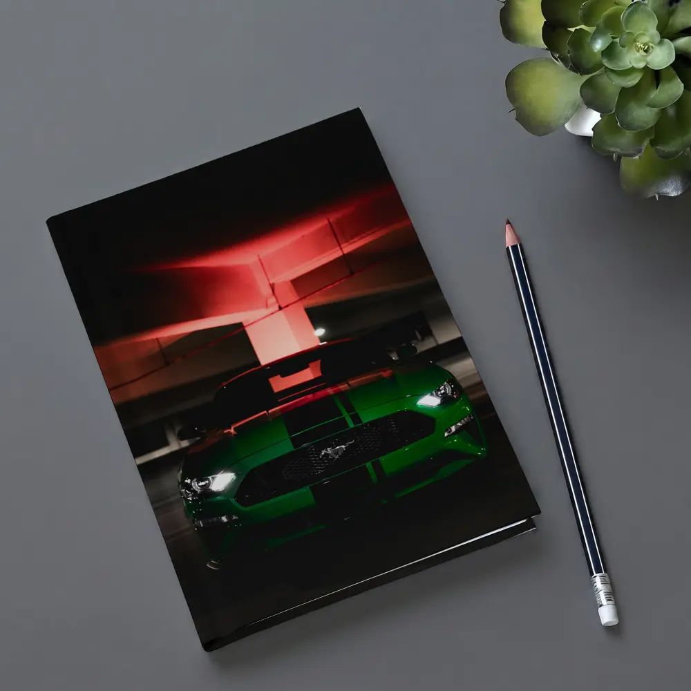 Ford Mustang Green Muscle Car Dark Garage – Notebooks