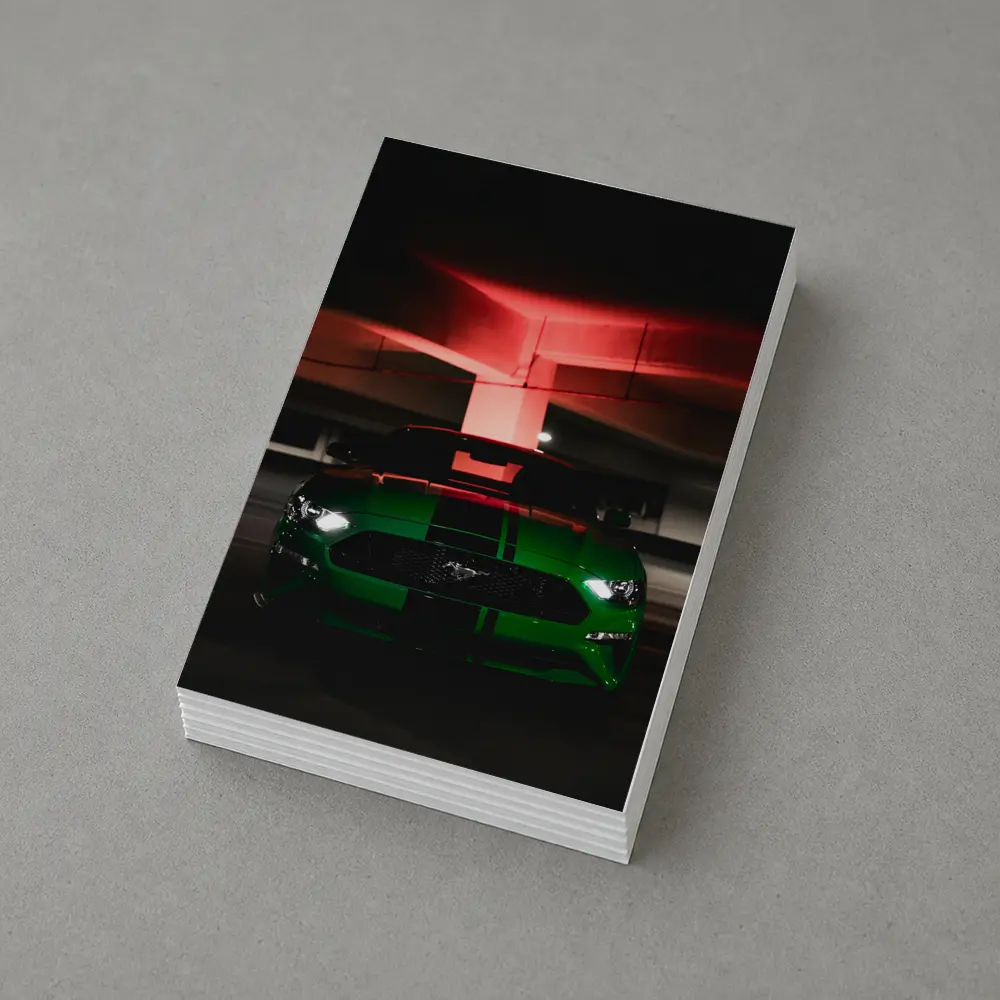 Ford Mustang Green Muscle Car Dark Garage – Postcards