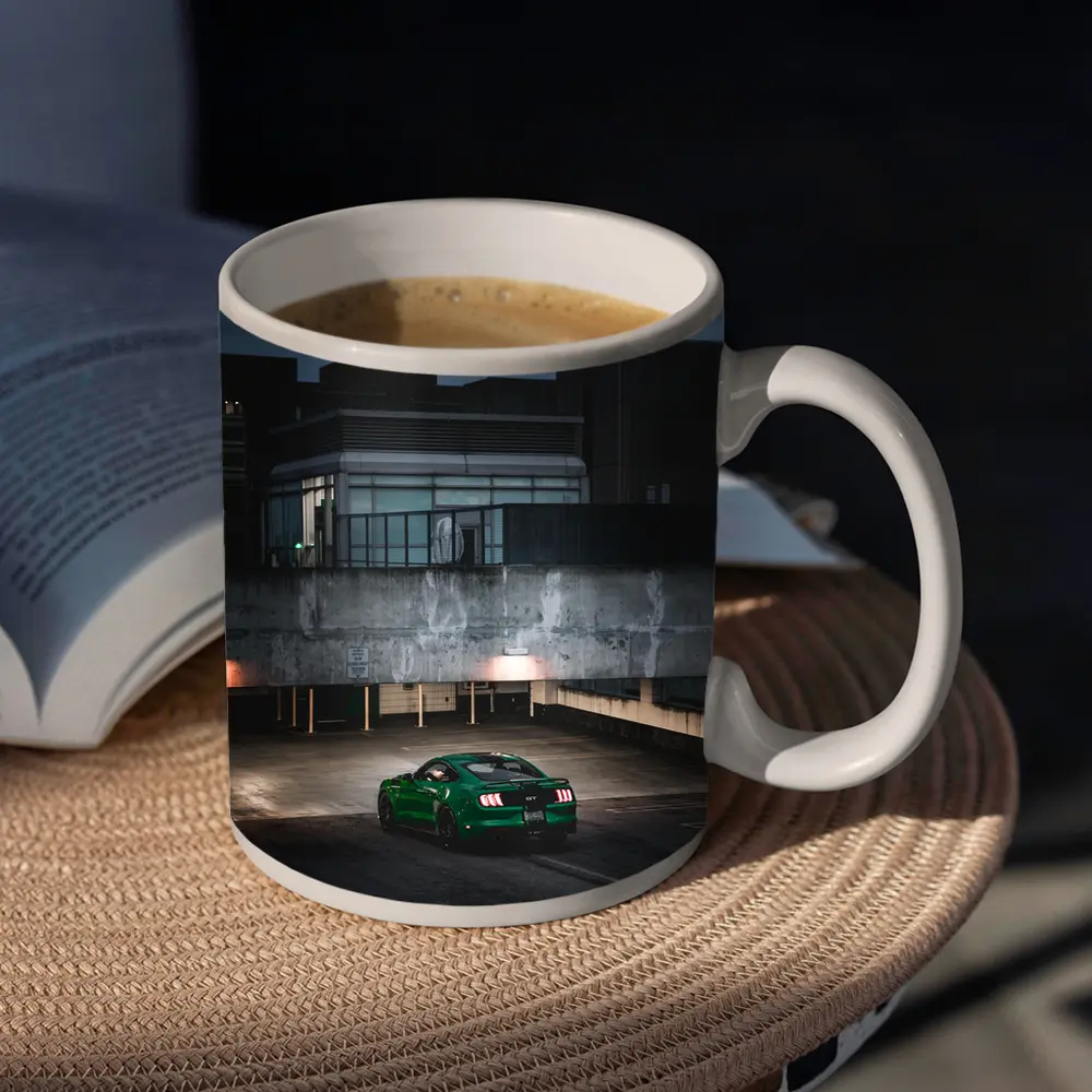Green Ford Mustang GT Dark Parking Lot – Mugs