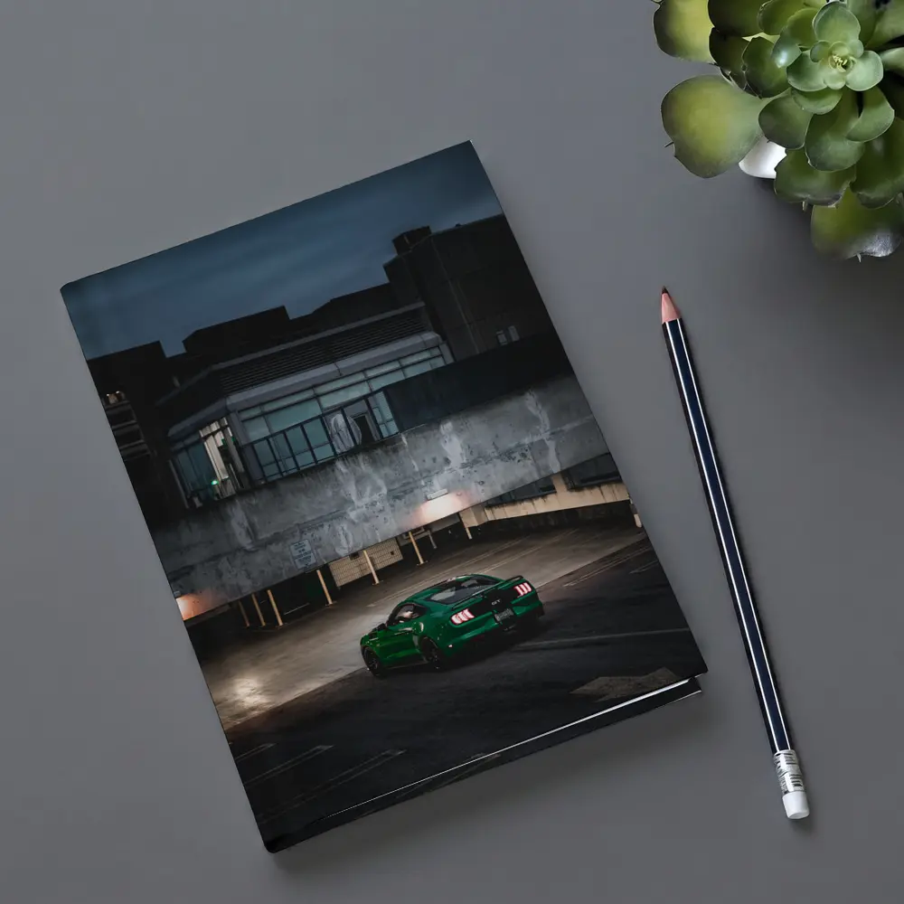 Green Ford Mustang GT Dark Parking Lot – Notebooks