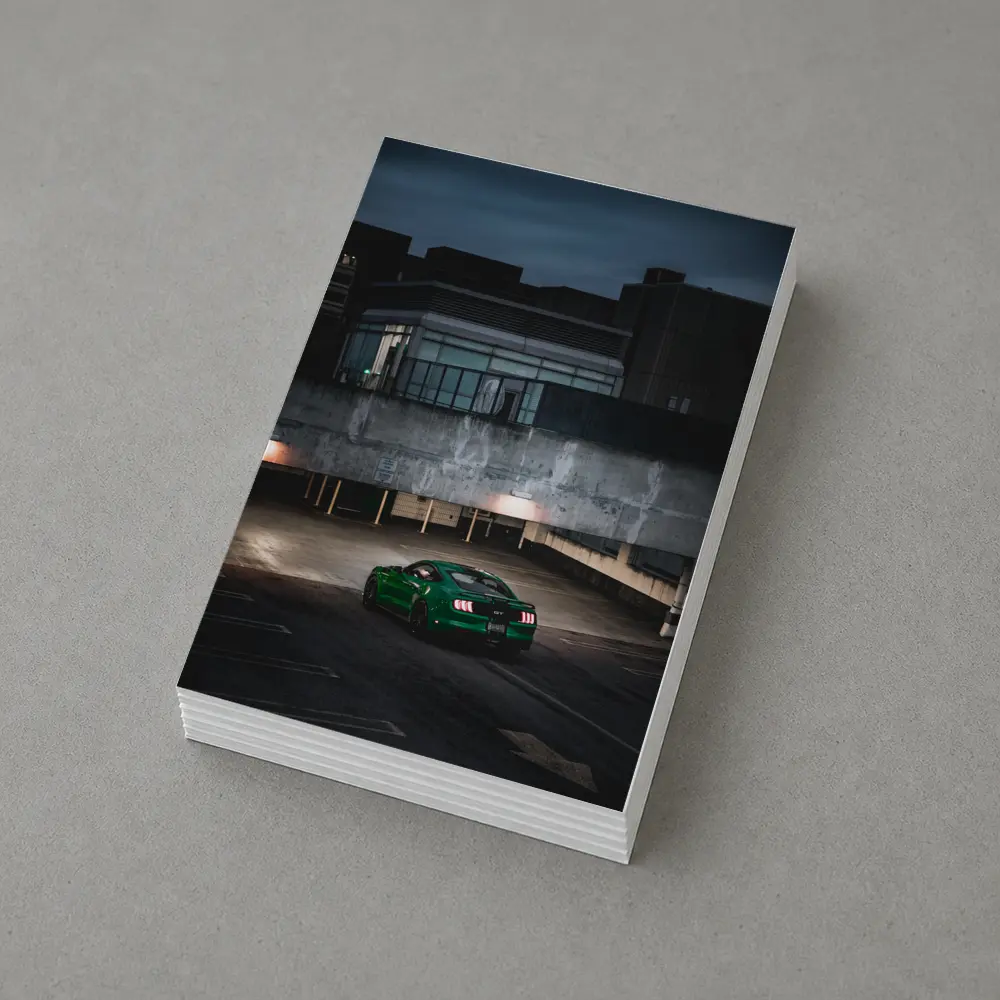 Green Ford Mustang GT Dark Parking Lot – Postcards