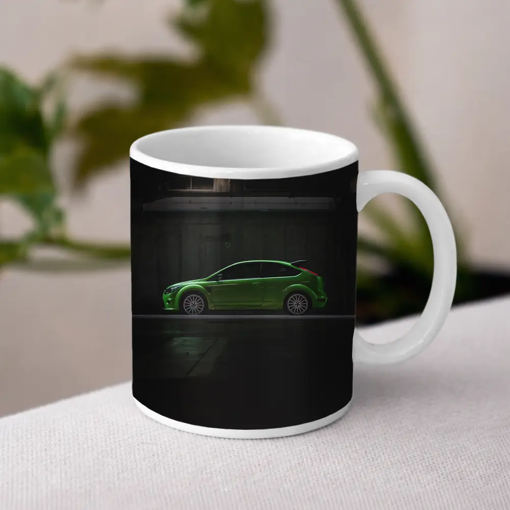 Ford Focus RS Green Car Dark Garage – Mugs