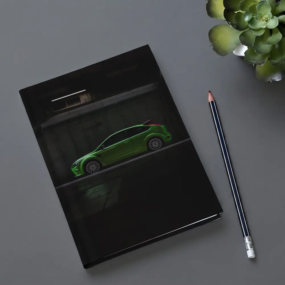 Ford Focus RS Green Car Dark Garage – Notebooks