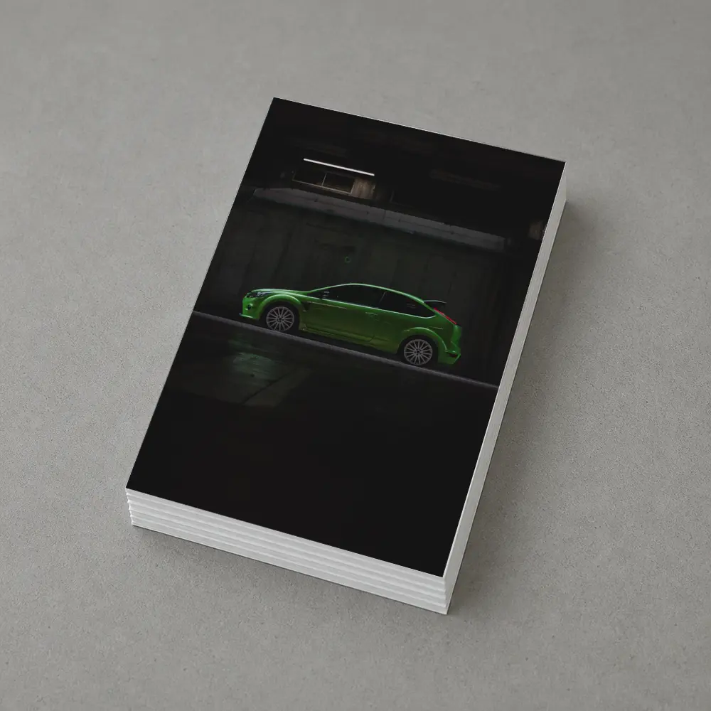Ford Focus RS Green Car Dark Garage – Postcards