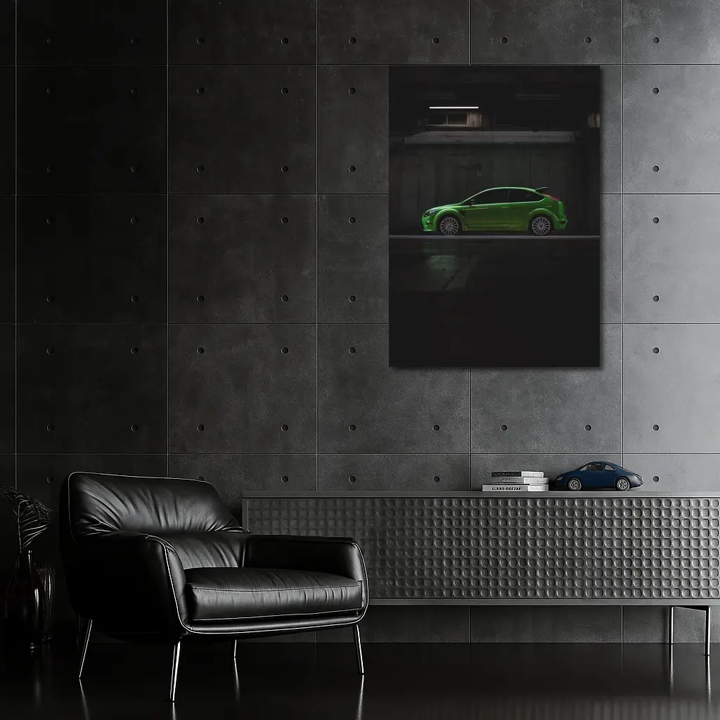 Ford Focus RS Green Car Dark Garage – Wall Art
