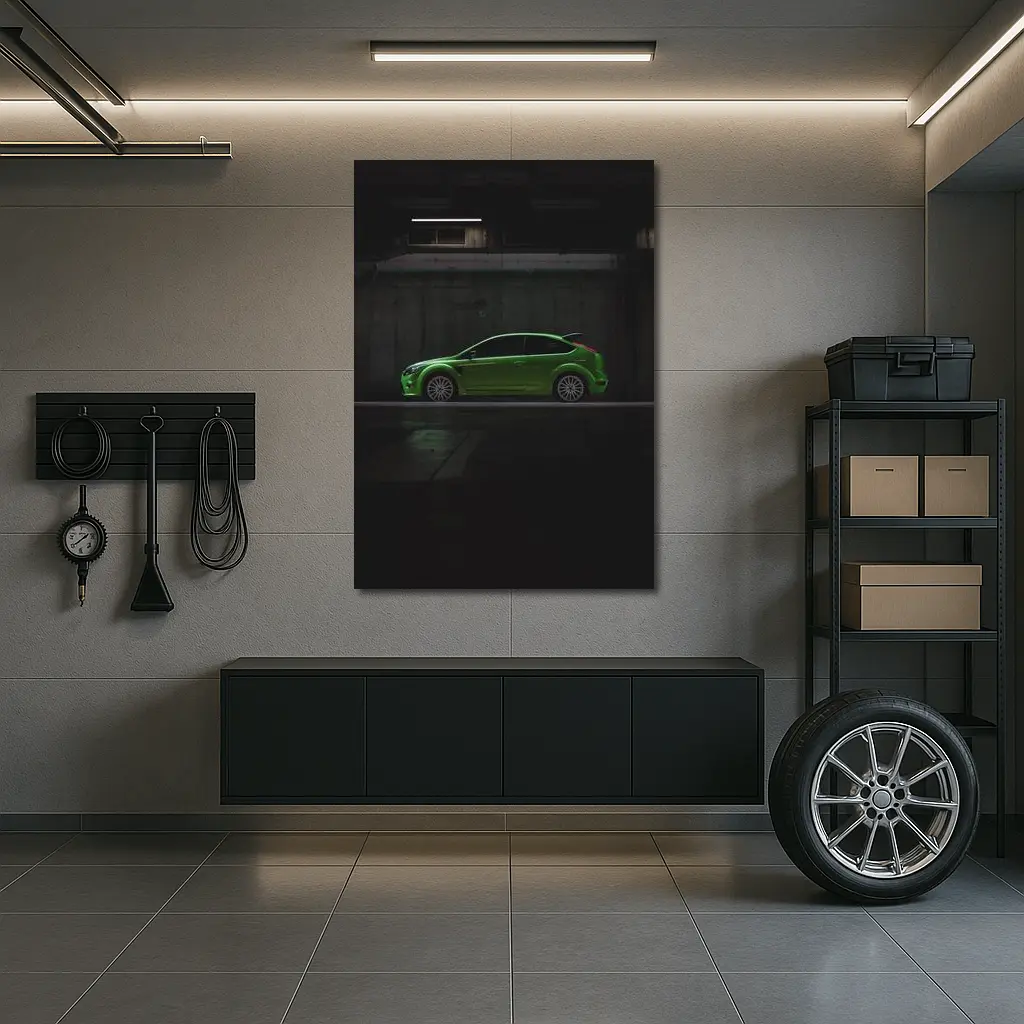 Ford Focus RS Green Car Dark Garage – Wall Art