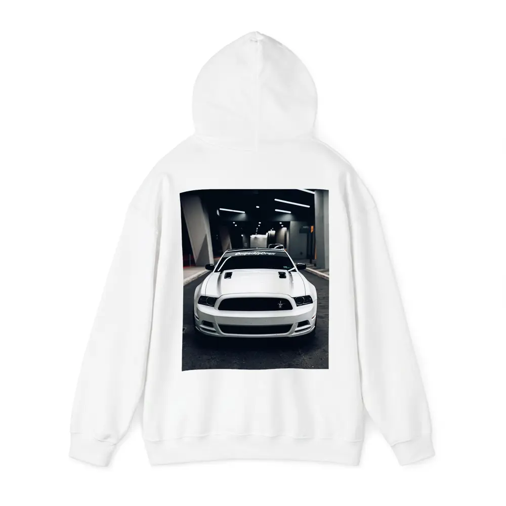 White Ford Mustang Boss Parking Garage Night – Hoodies