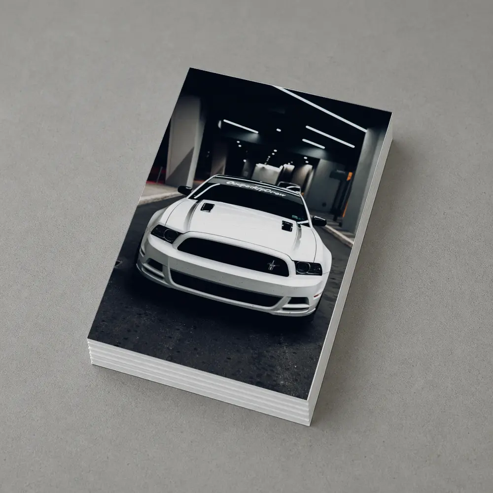 White Ford Mustang Boss Parking Garage Night – Postcards