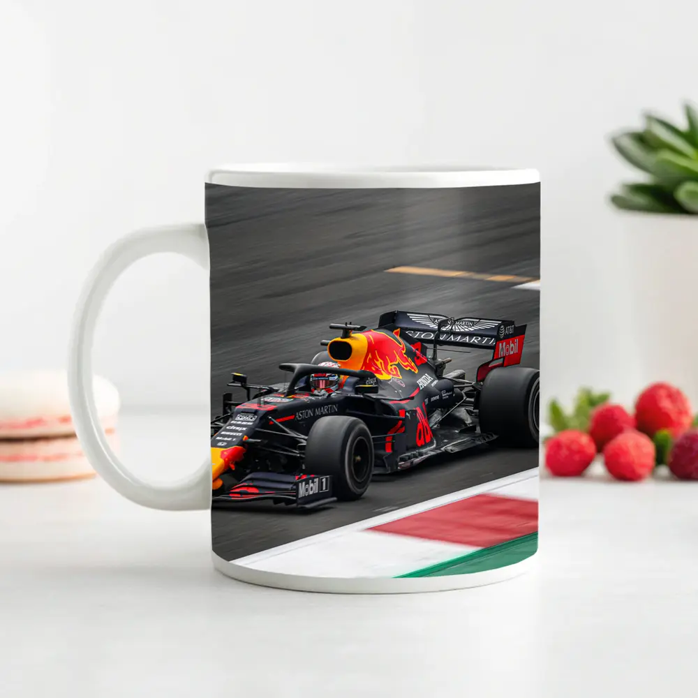 Red Bull Racing Formula One Car On Track – Mugs