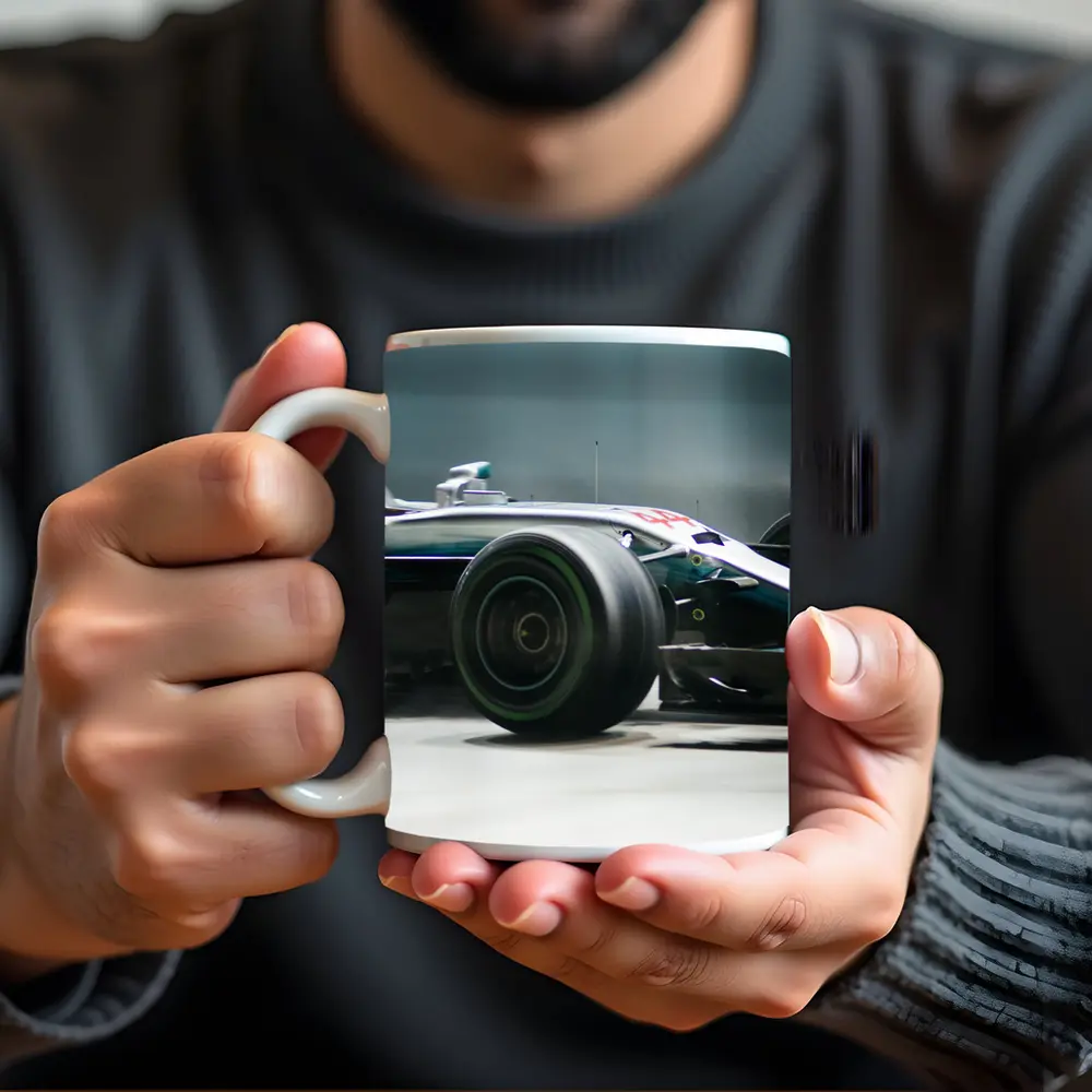 Mercedes AMG F1 Car Racing Night Track – Mugs