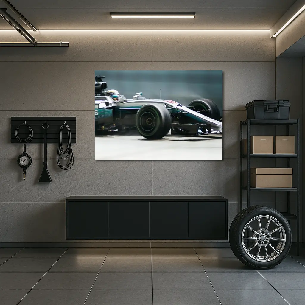 Mercedes-AMG F1 Car Racing Night Track – Wall Art