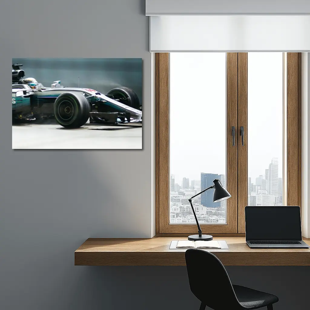 Mercedes-AMG F1 Car Racing Night Track – Wall Art
