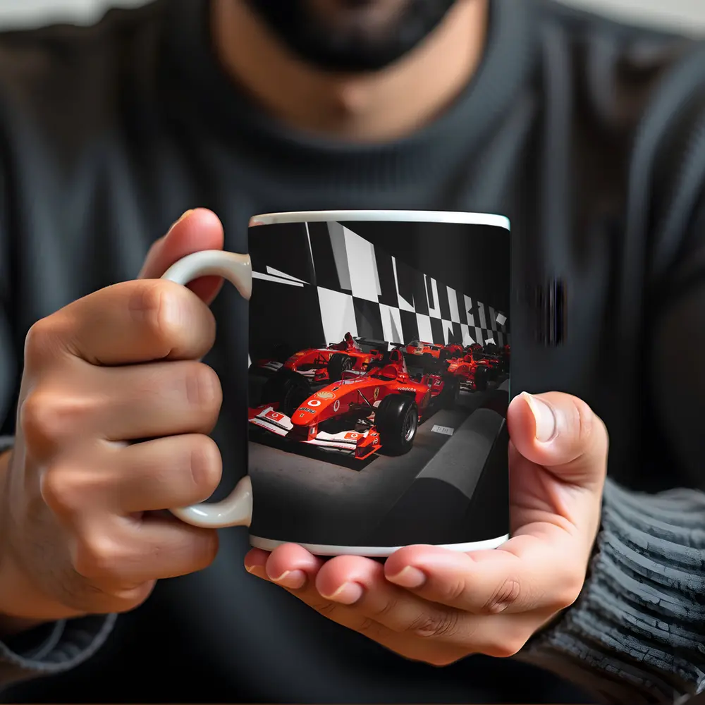 Ferrari Formula One Cars Dark Museum Display – Mugs