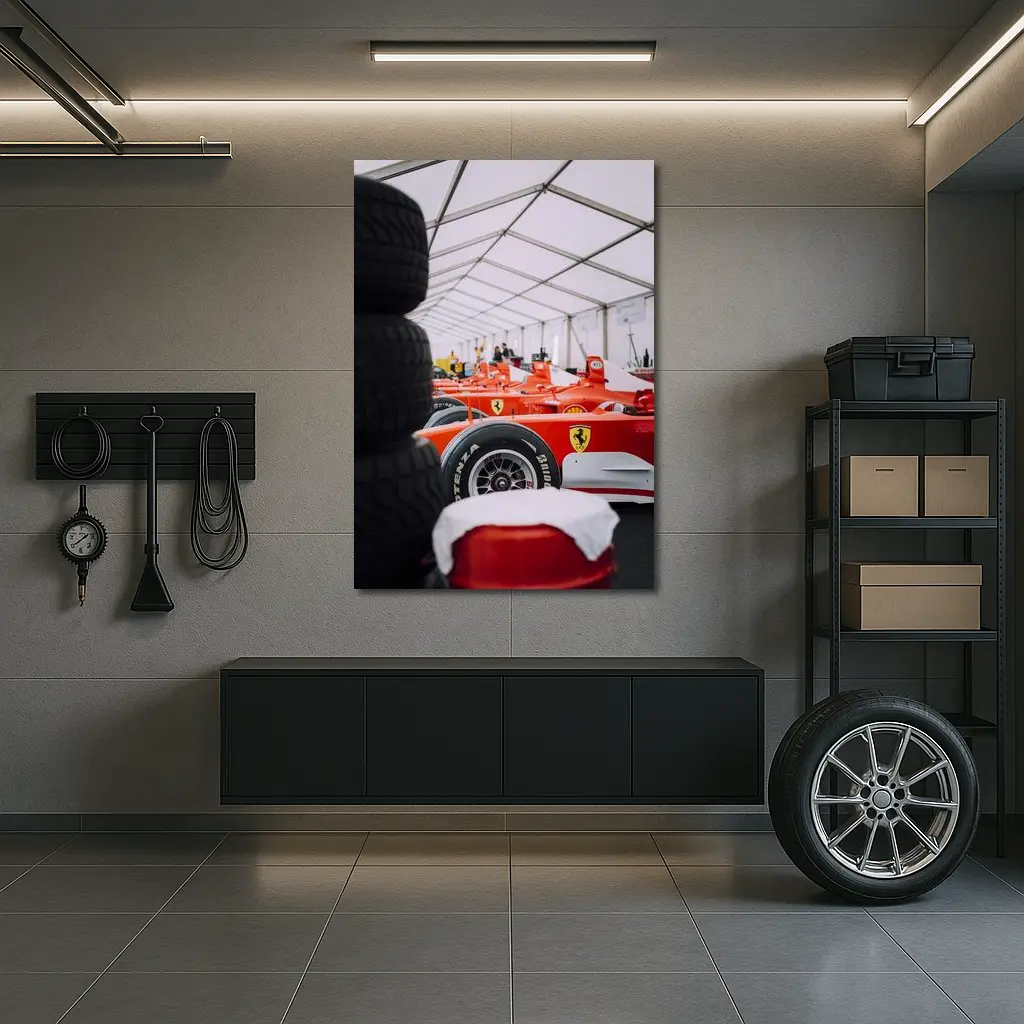Ferrari Formula One Cars Paddock Garage – Wall Art