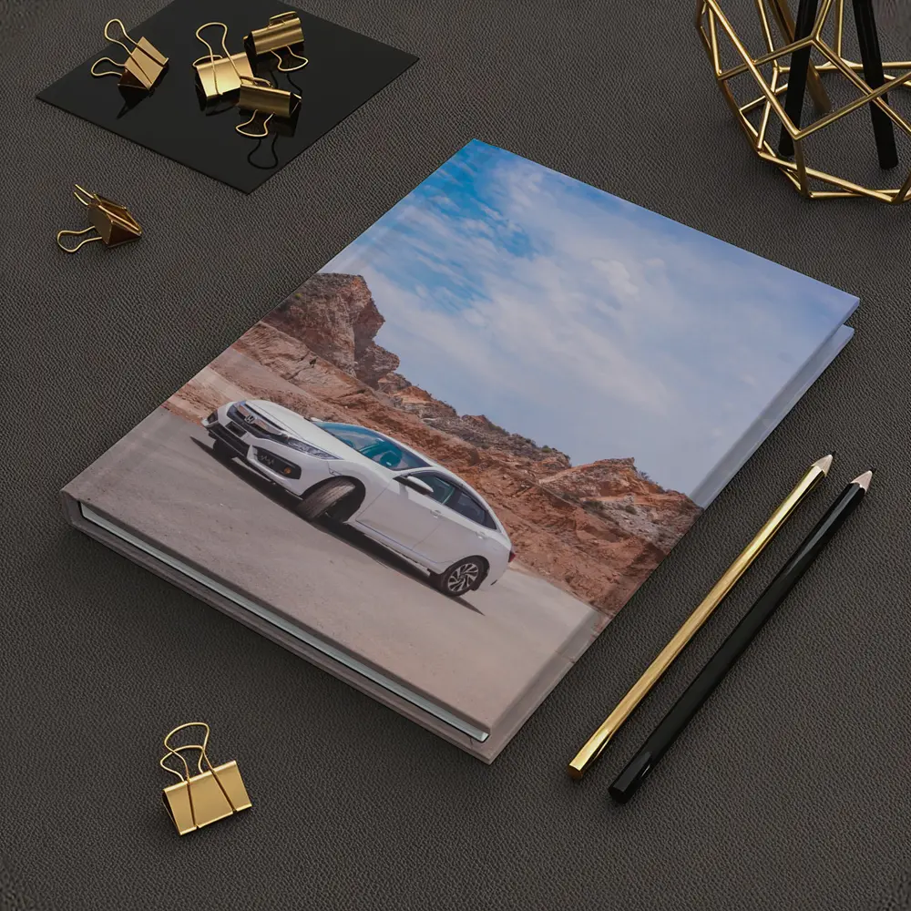 White Honda Civic Rocky Desert Landscape – Notebooks
