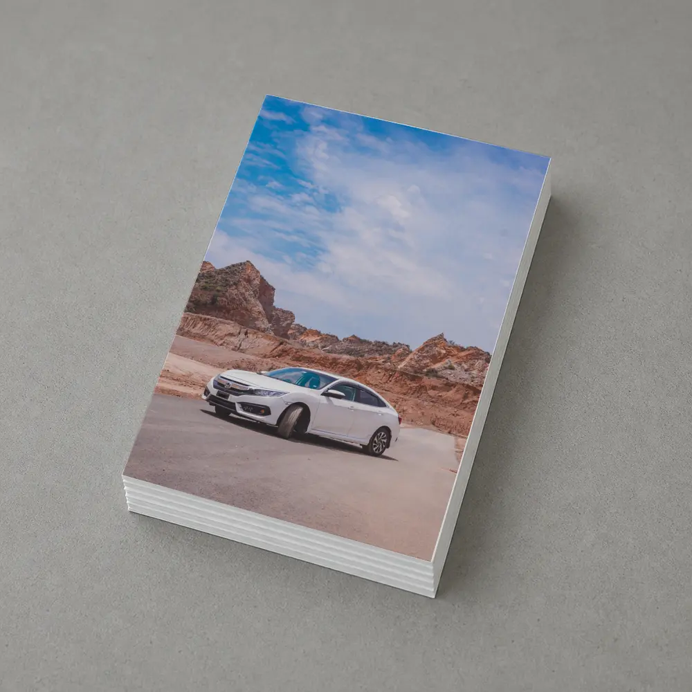 White Honda Civic Rocky Desert Landscape – Postcards