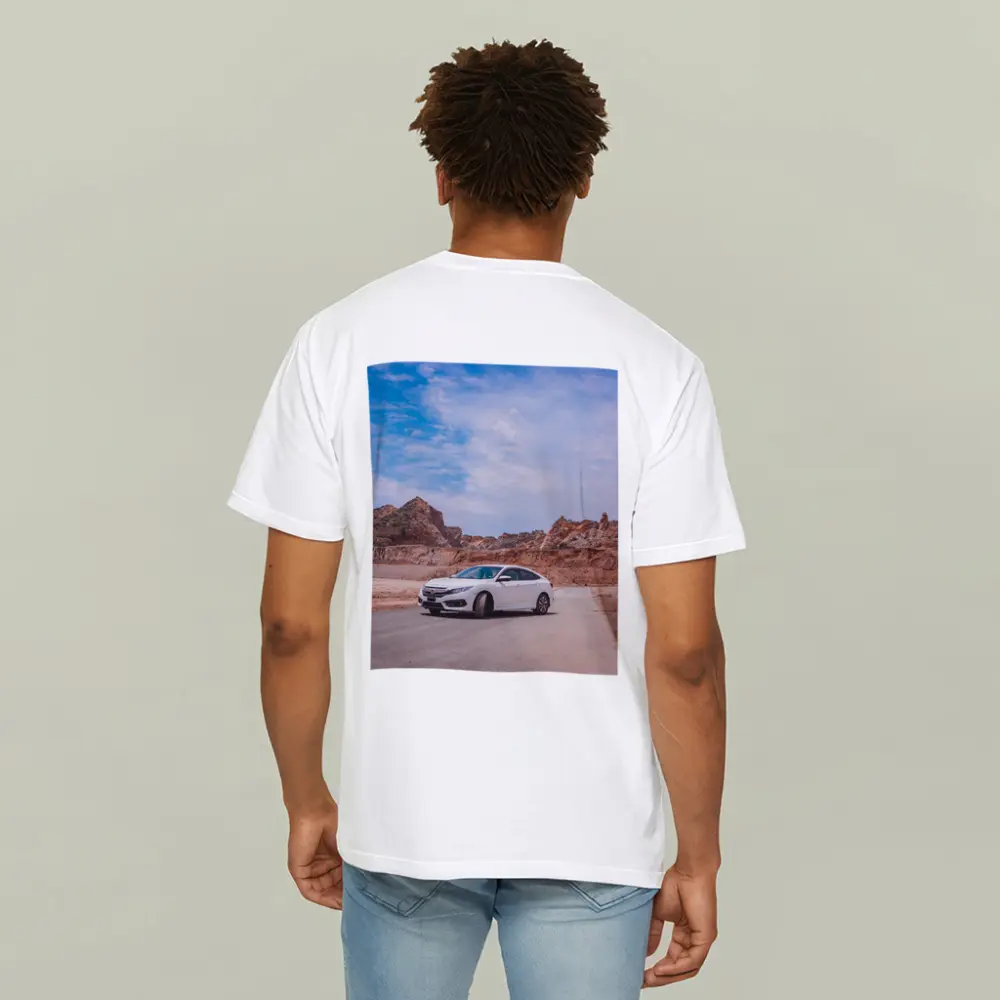 White Honda Civic Rocky Desert Landscape – T-Shirts