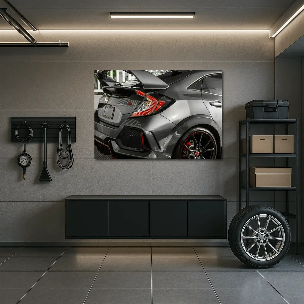 Honda Civic Type R Gray Rear Close Up – Wall Art