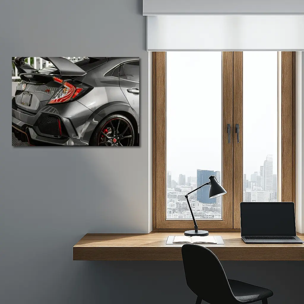 Honda Civic Type R Gray Rear Close Up – Wall Art