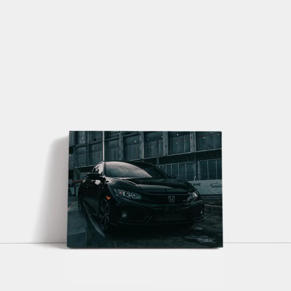 Honda Civic Si Black Rainy Urban Street – Wall Art
