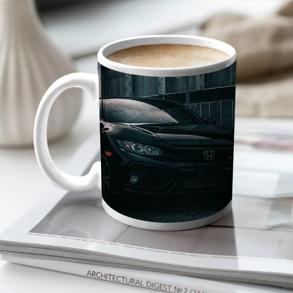 Honda Civic Si Black Rainy Urban Street – Mugs