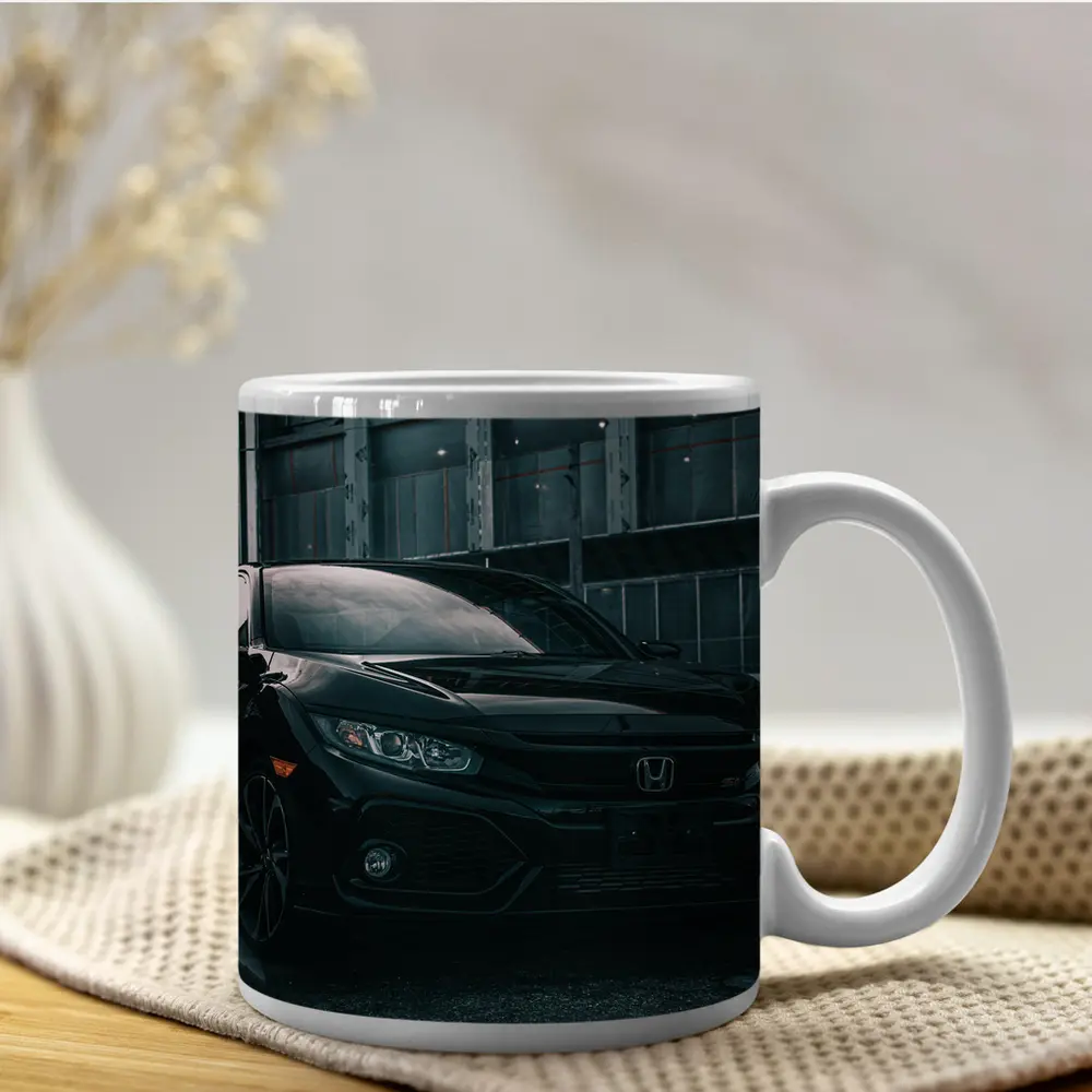 Honda Civic Si Black Rainy Urban Street – Mugs