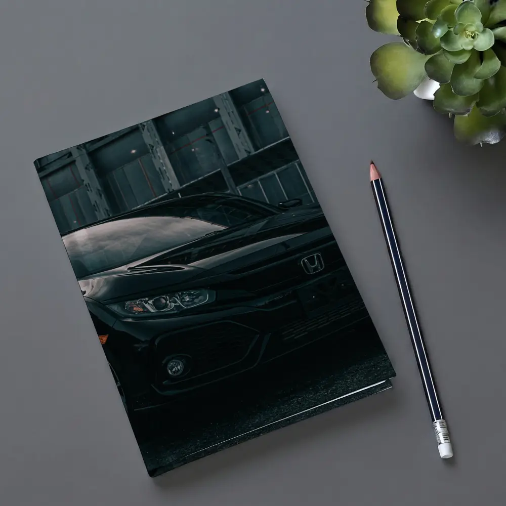 Honda Civic Si Black Rainy Urban Street – Notebooks
