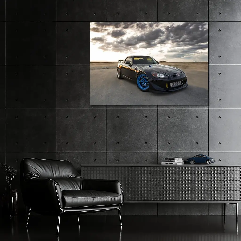 Honda S2000 Black Sports Car Dramatic Sky – Wall Art