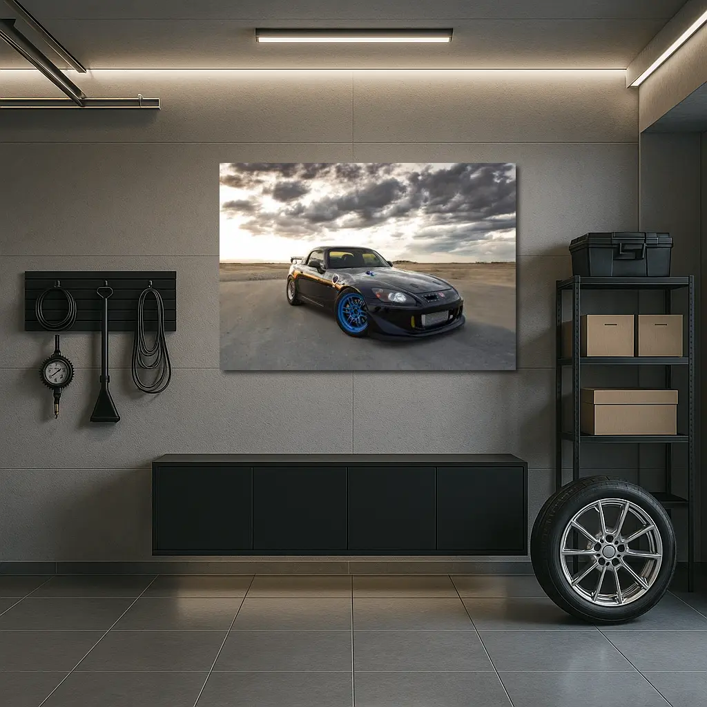Honda S2000 Black Sports Car Dramatic Sky – Wall Art