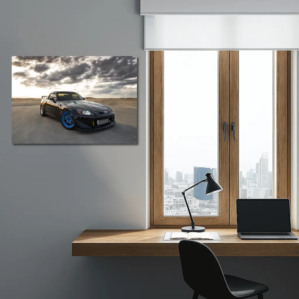 Honda S2000 Black Sports Car Dramatic Sky – Wall Art