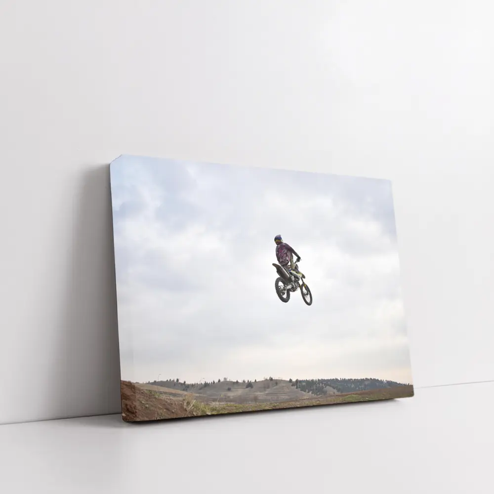 Motocross Rider Big Air Jump Cloudy Sky – Wall Art