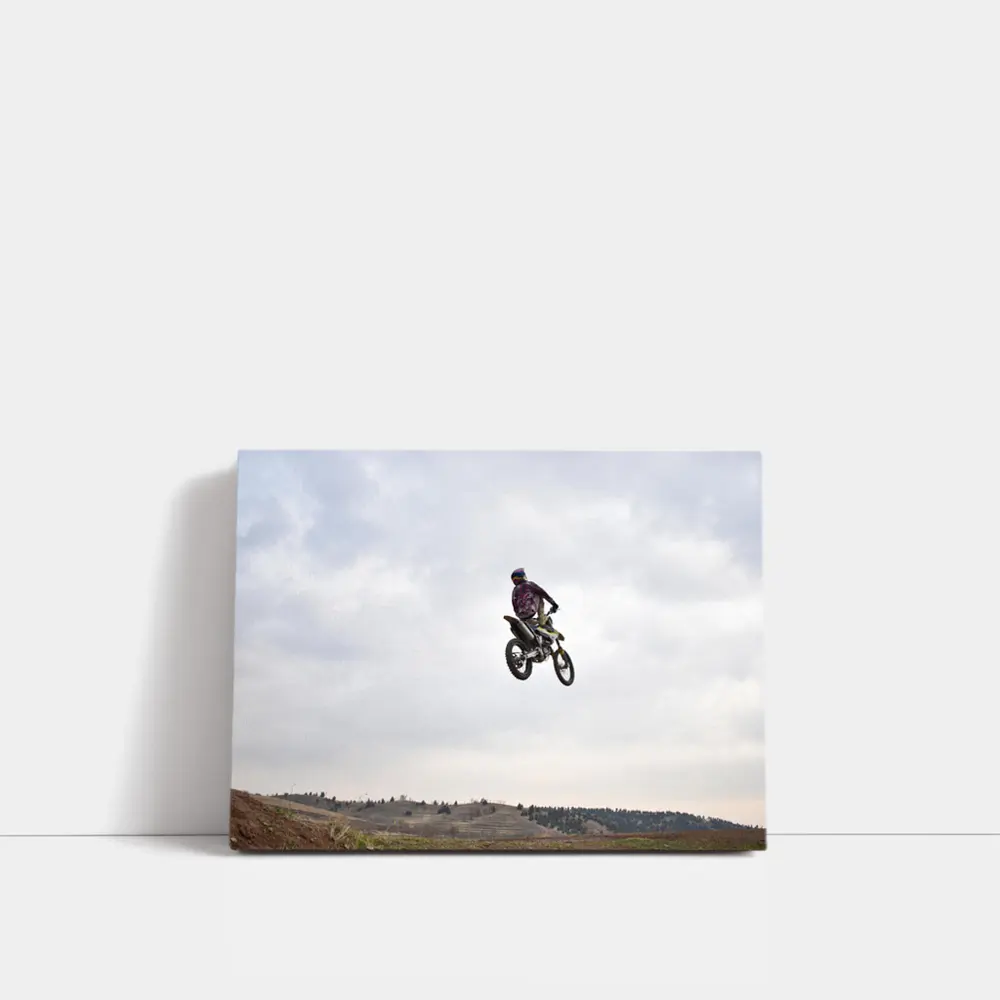 Motocross Rider Big Air Jump Cloudy Sky – Wall Art
