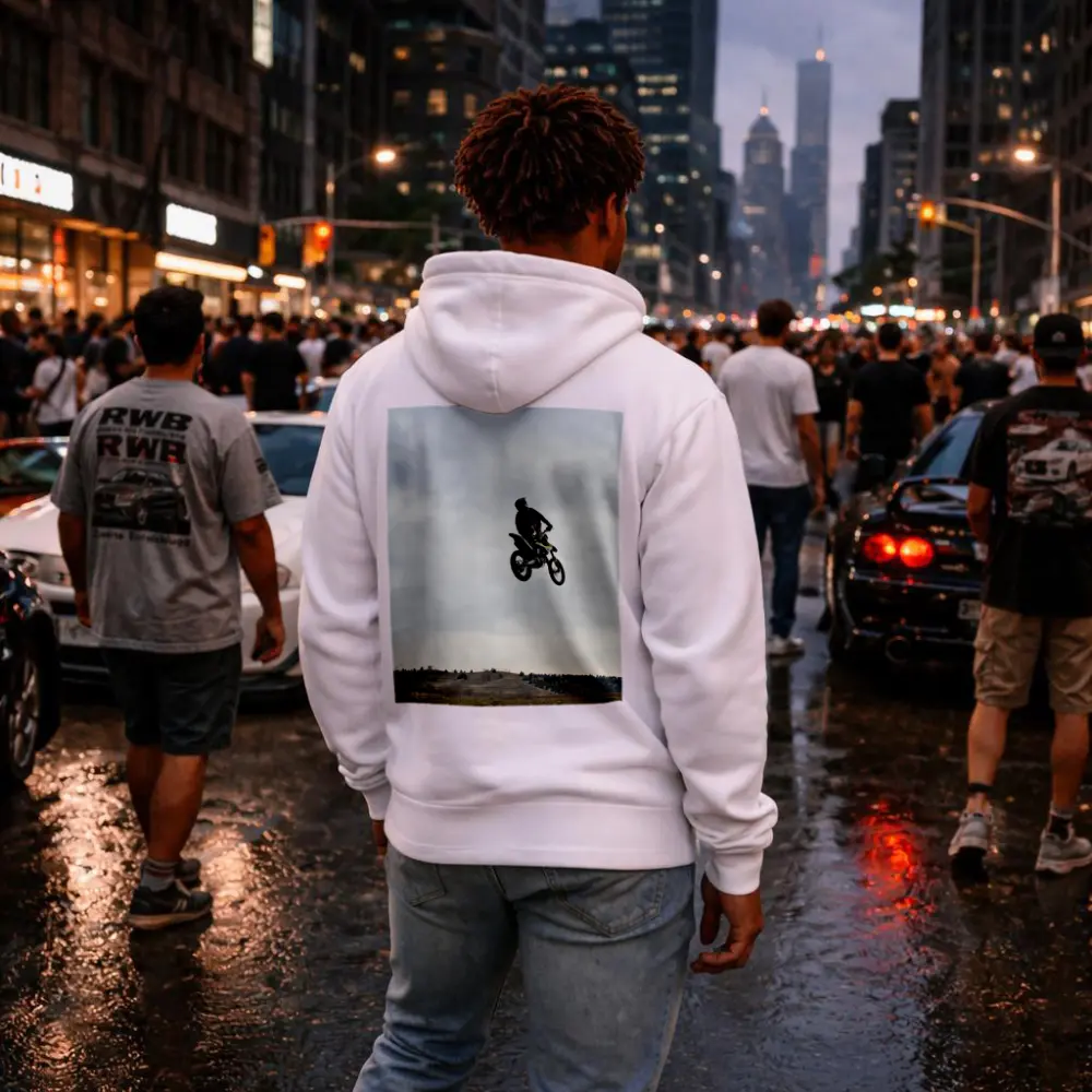 Motocross Rider Big Air Jump Cloudy Sky – Hoodies