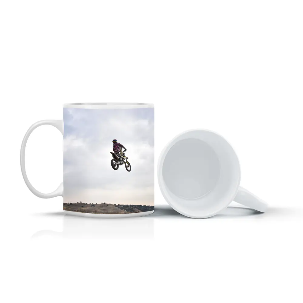 Motocross Rider Big Air Jump Cloudy Sky – Mugs