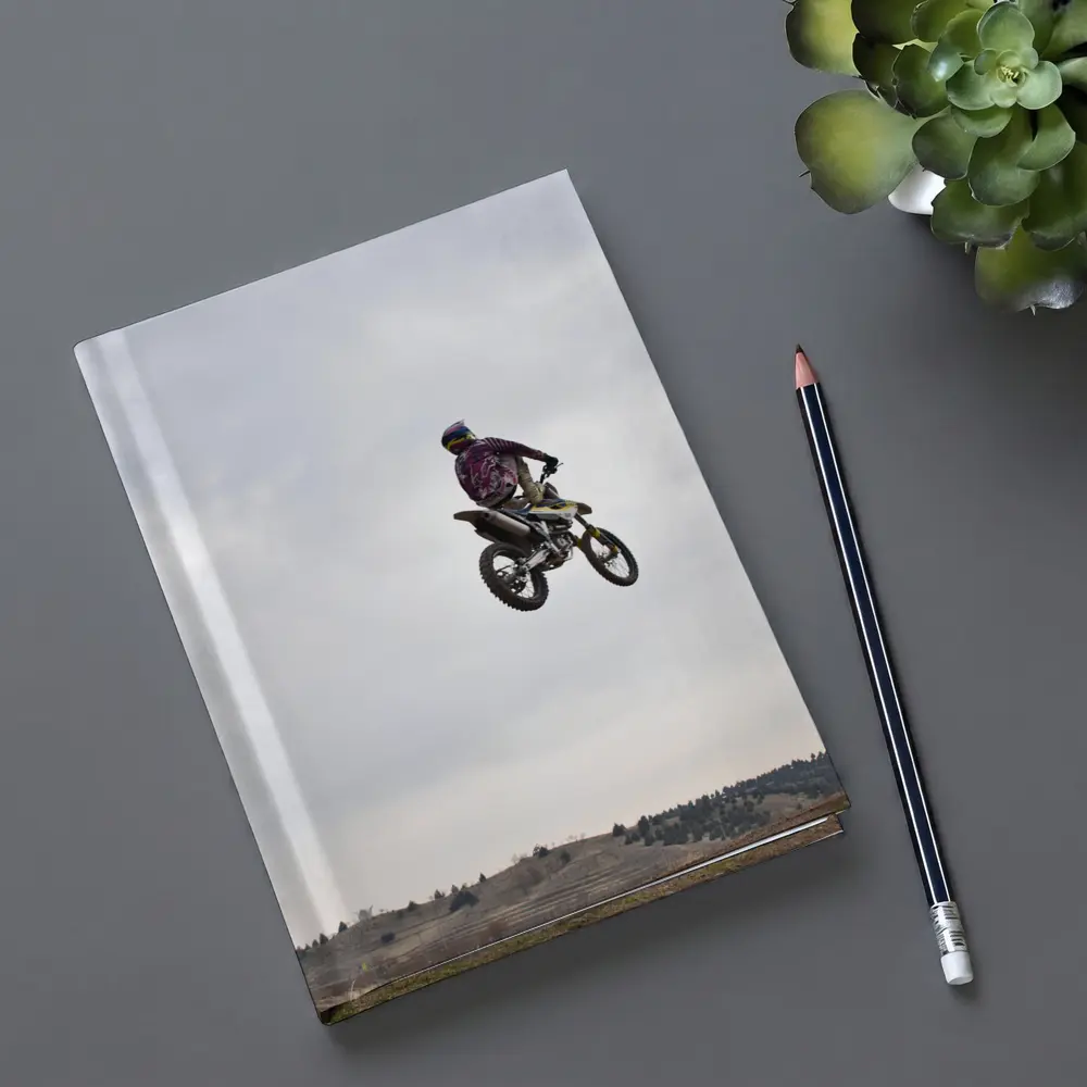 Motocross Rider Big Air Jump Cloudy Sky – Notebooks