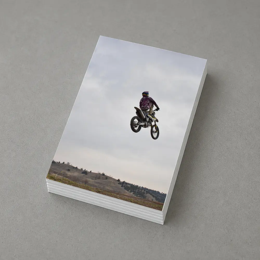 Motocross Rider Big Air Jump Cloudy Sky – Postcards