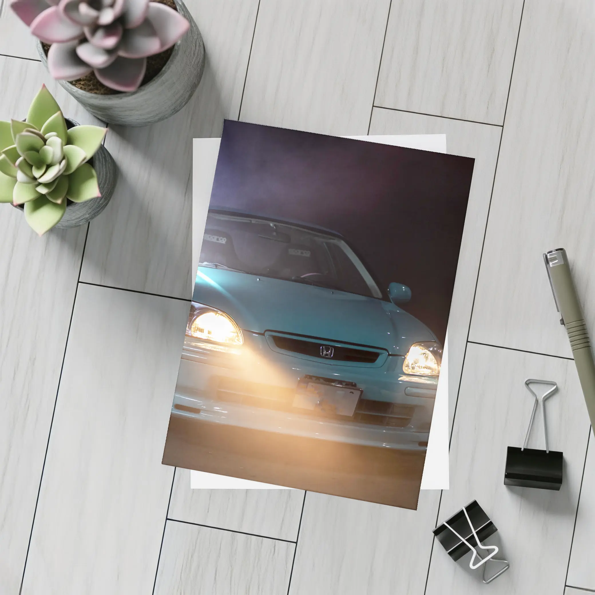 Honda Civic EK Teal Garage Night Lights – Postcards