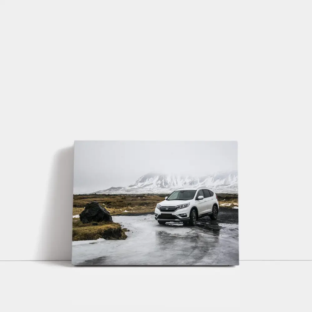 Honda CR-V White SUV Snowy Iceland Landscape – Wall Art