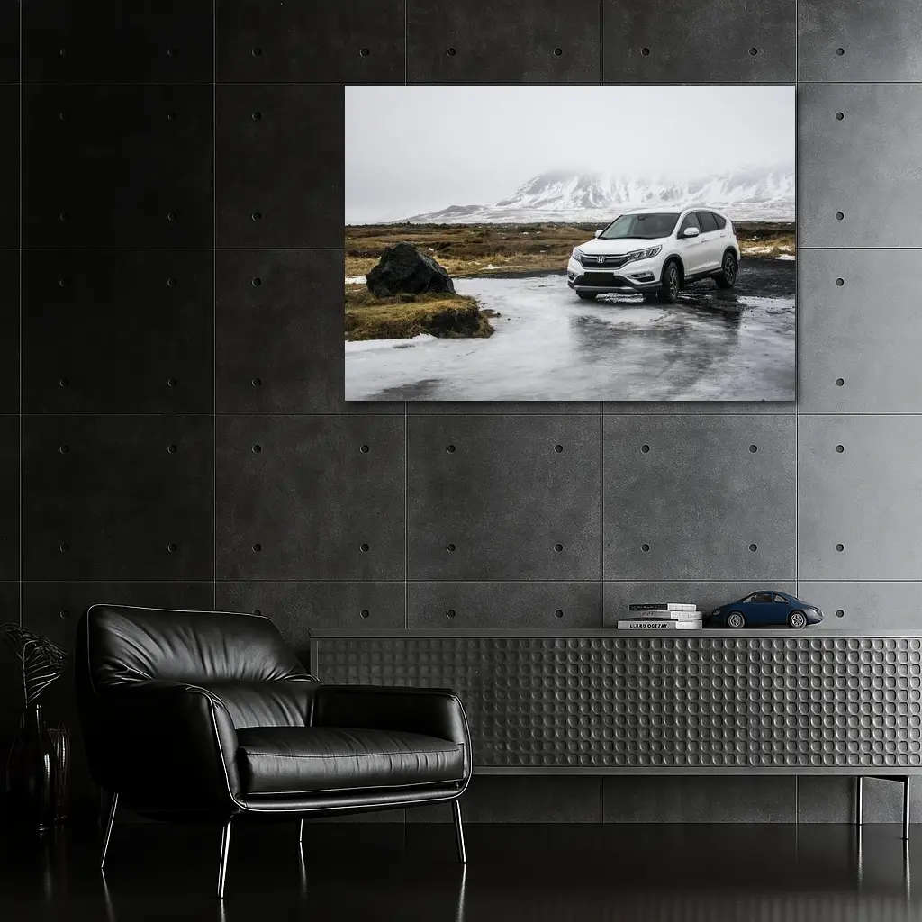 Honda CR-V White SUV Snowy Iceland Landscape – Wall Art