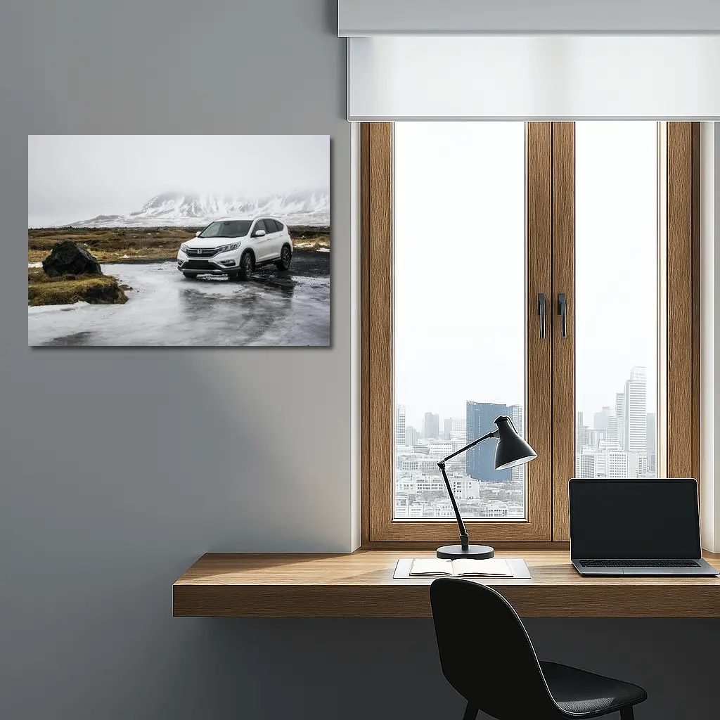 Honda CR-V White SUV Snowy Iceland Landscape – Wall Art