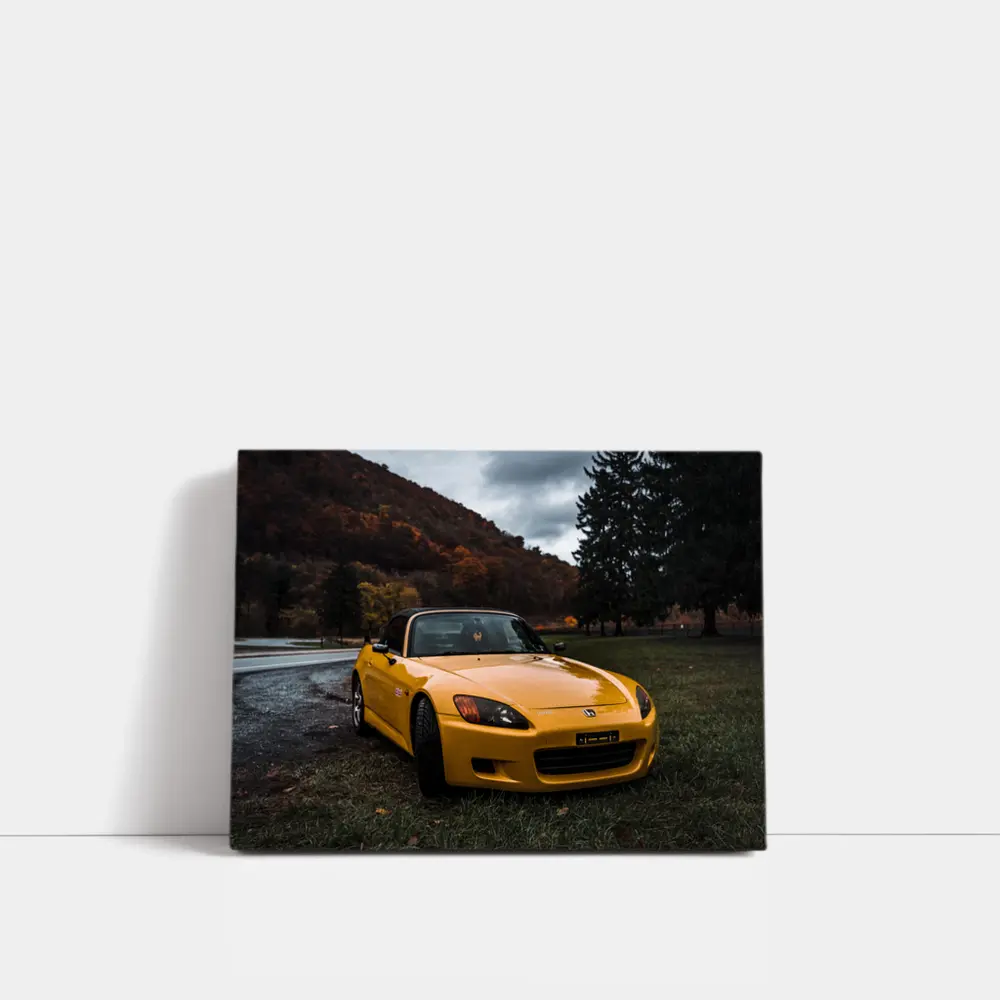 Honda S2000 Yellow Sports Car Moody Landscape – Wall Art