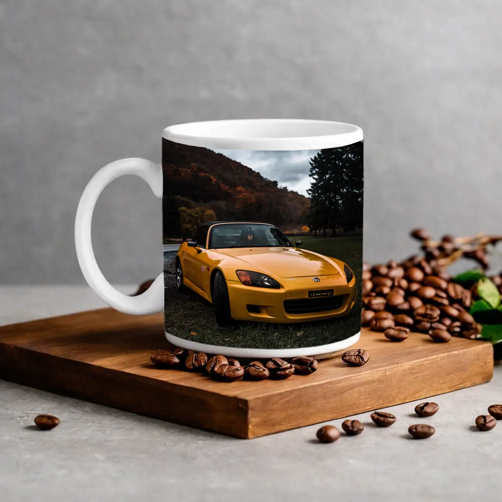 Honda S2000 Yellow Sports Car Moody Landscape – Mugs